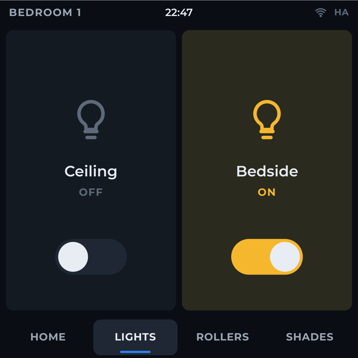 Bedroom Display light switches