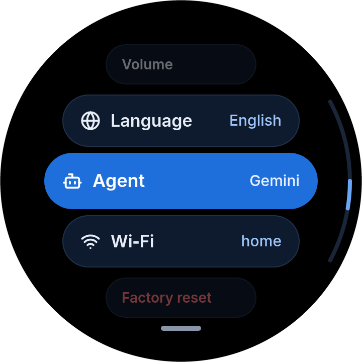 VoCat settings with the agent set to Gemini