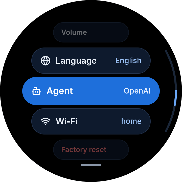 VoCat settings with the agent set to OpenAI
