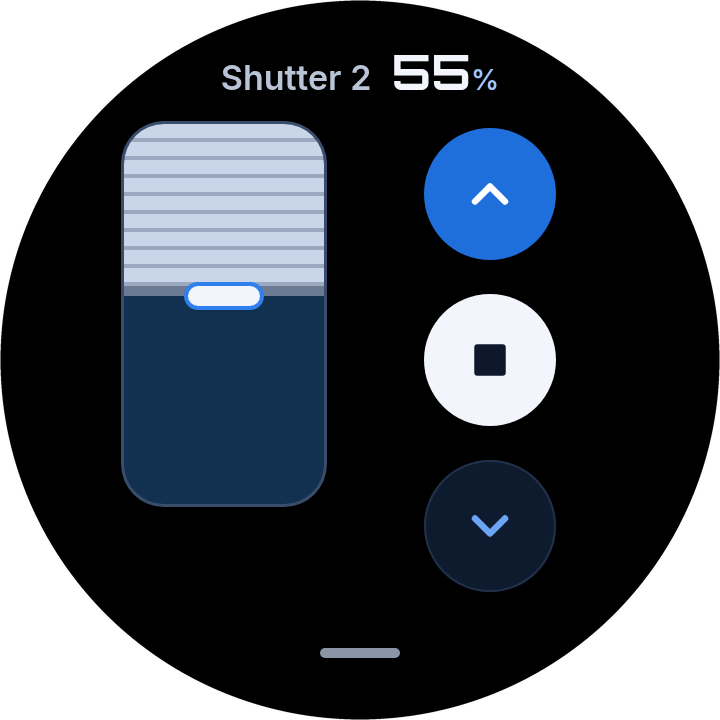 VoCat shutter control with open, stop and close buttons