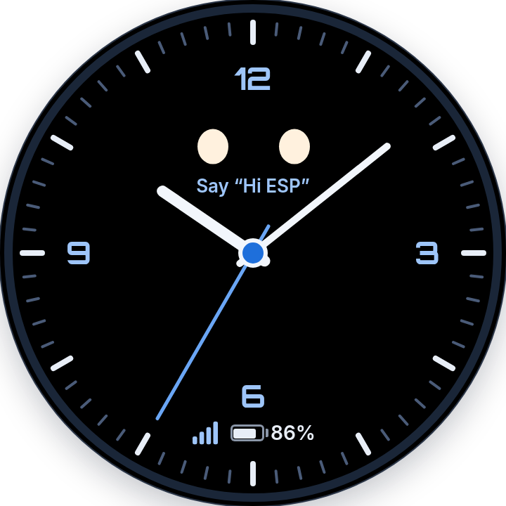 Horloge analogique VoCat avec petits yeux, aiguilles des heures, minutes et secondes, Wi-Fi et batterie