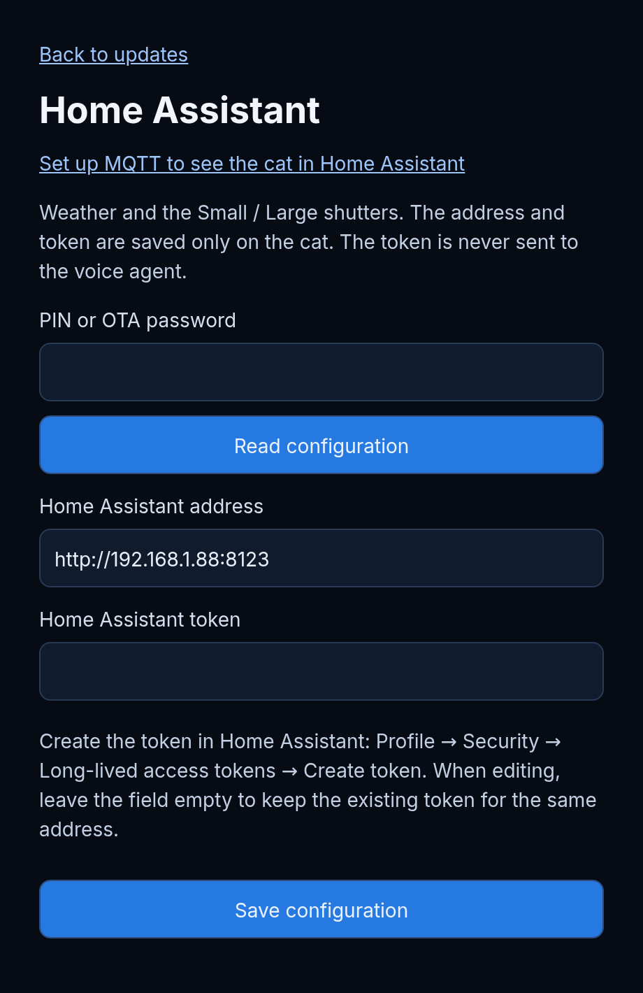 The Home Assistant page