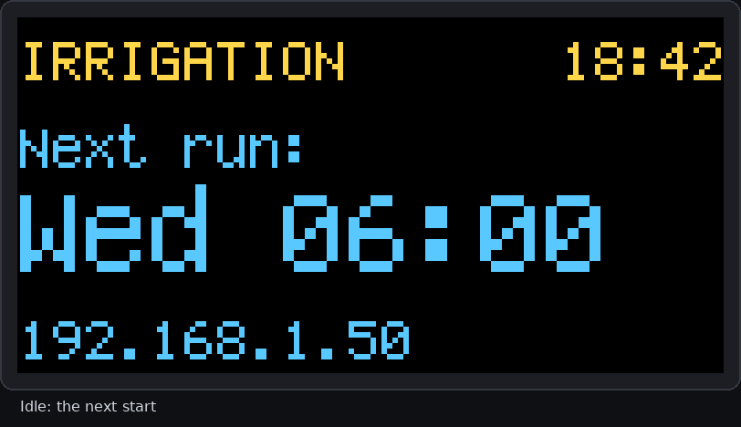 OLED when idle showing the next run